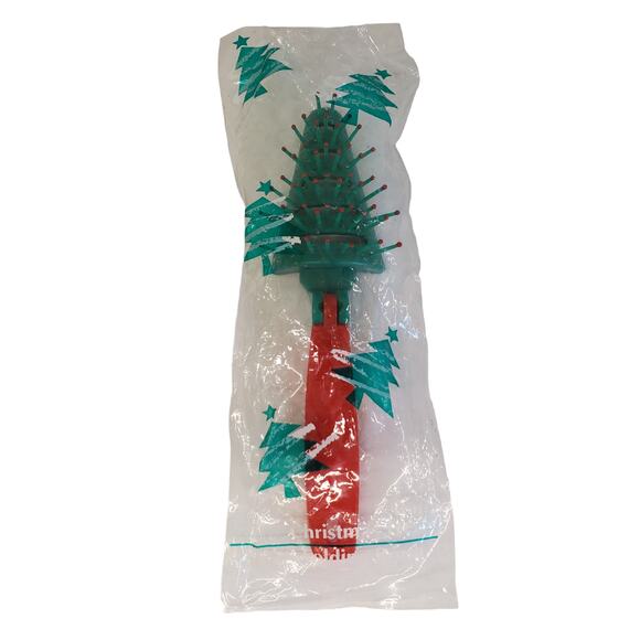 Vintage Avon Christmas Tree Folding Brush Stocking Stuffers Christmas Brush 1994 - Picture 1 of 12